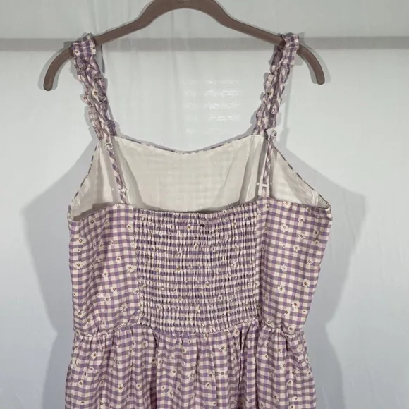 NWT $129 City Chic [ 16W S/16 ]  Victoria Tiered Gingham Sundress Lavender‎