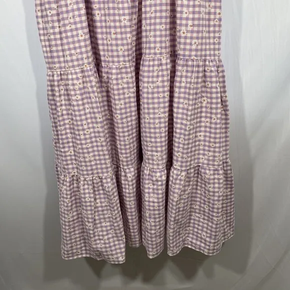 NWT $129 City Chic [ 16W S/16 ]  Victoria Tiered Gingham Sundress Lavender‎