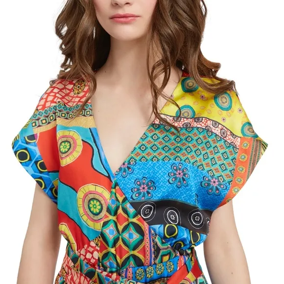 NWT $495 Alice   Olivia Dani Cap-Sleeve Ruffle Kimono Dress in size 2!