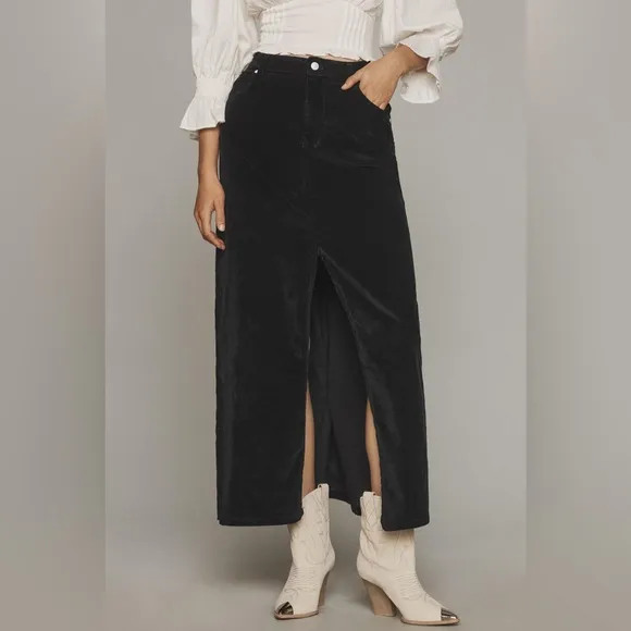 NWT Anthropologie Pilcro The Madi Front-Slit Corduroy Skirt