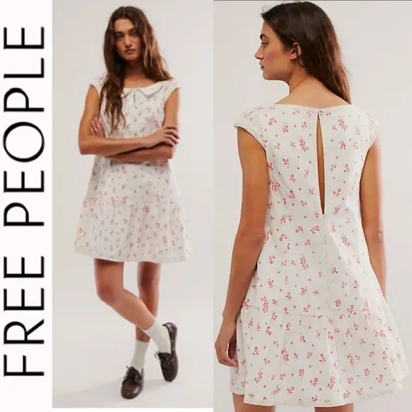 NWT Free People Beasley Hearts and Flowers Mini Dress xs