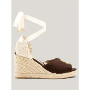 𝅺nwt Ganni Lace-up Jute Wedge Espadrilles in Bitter Chocolate