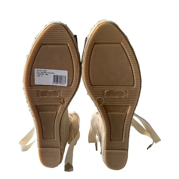 𝅺nwt Ganni Lace-up Jute Wedge Espadrilles in Bitter Chocolate
