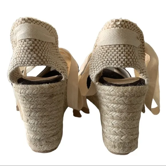 𝅺nwt Ganni Lace-up Jute Wedge Espadrilles in Bitter Chocolate