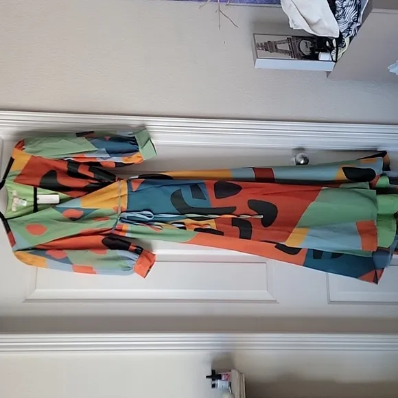 NWT Hutch Abstract Wrap Maxi Dress XS