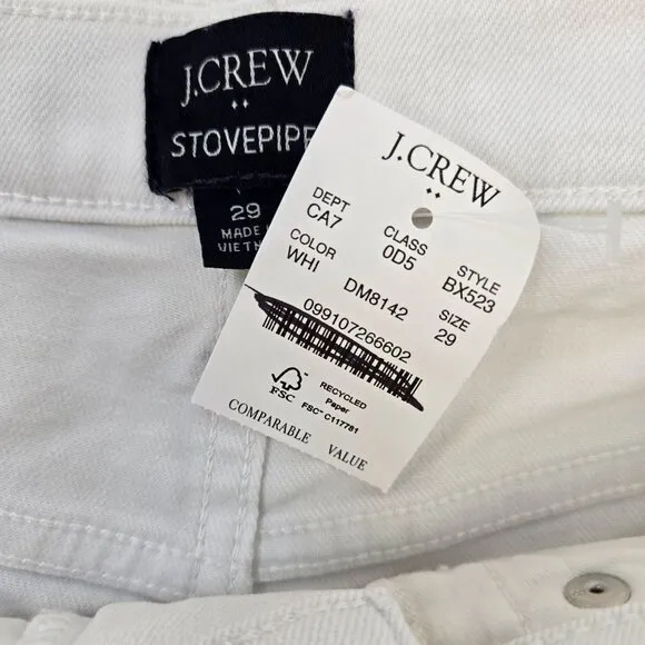 NWT J. Crew Factory Fly High Rise Stovepipe Jeans with Raw Hem Size 29