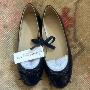 NWT Janie and Jack Girls Patent Blue Ballet Flats Size 5
