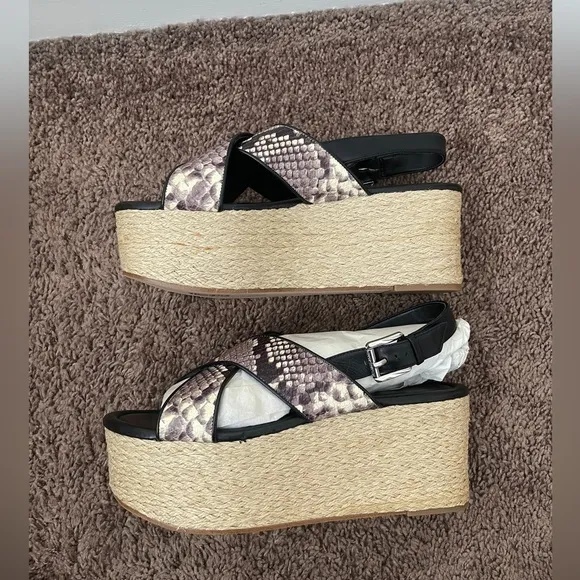 NWT Michael Kors Jodi Snake Wedges Platform Espadrilles Sandals Shoes Size 9 M