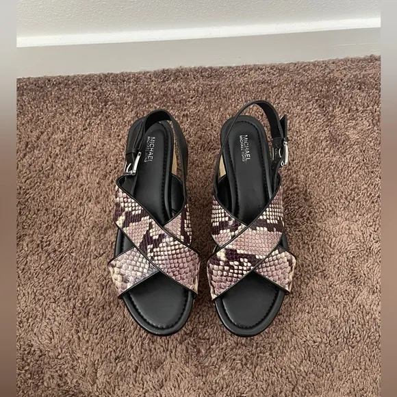 NWT Michael Kors Jodi Snake Wedges Platform Espadrilles Sandals Shoes Size 9 M