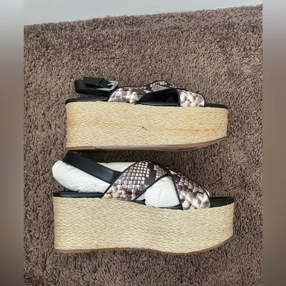 NWT Michael Kors Jodi Snake Wedges Platform Espadrilles Sandals Shoes Size 9 M