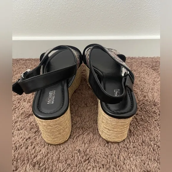 NWT Michael Kors Jodi Snake Wedges Platform Espadrilles Sandals Shoes Size 9 M