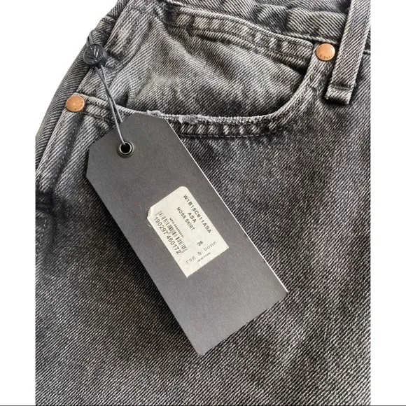 NWT rag &amp; bone Moss Denim Mini Skirt With Distressed Hem In Asa