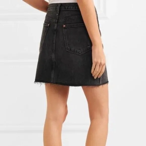NWT rag &amp; bone Moss Denim Mini Skirt With Distressed Hem In Asa