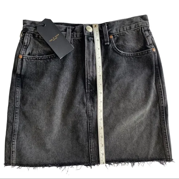 NWT rag &amp; bone Moss Denim Mini Skirt With Distressed Hem In Asa