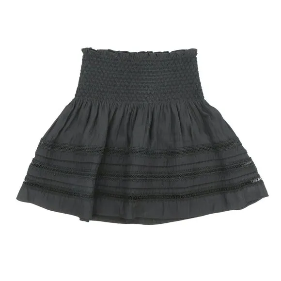 NWT Ramy Brook Ollie Smocked Black Mini Skirt XS