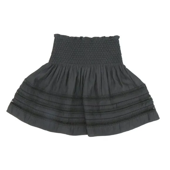 NWT Ramy Brook Ollie Smocked Black Mini Skirt XS