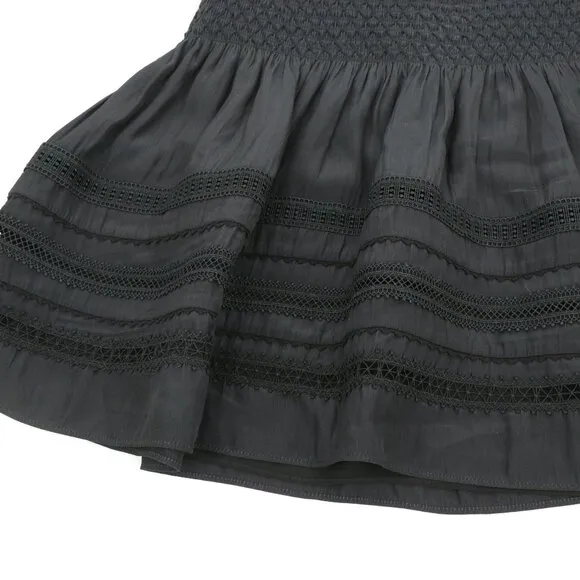 NWT Ramy Brook Ollie Smocked Black Mini Skirt XS