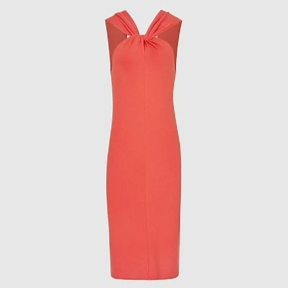 Nwt Reiss Sawyer Twist Neck BodyCon Dress Red Large