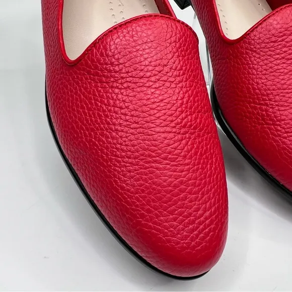 NWT Trotters Liz Red Tumbled Leather Slip On Flats Loafers