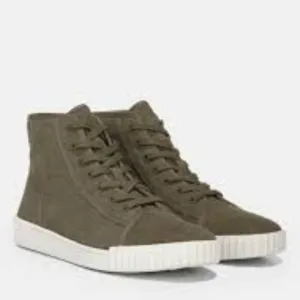 NWT Vince Wolfe Linen High-Top Sneakers Olive