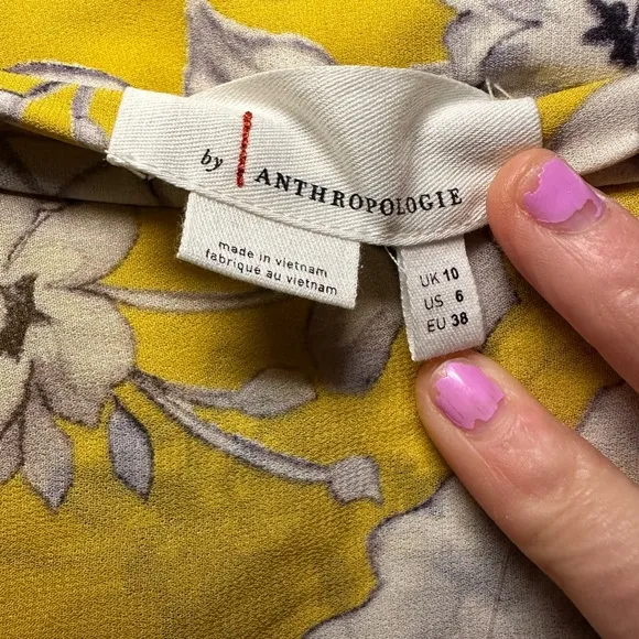 ☀️✨NWT Women’s Anthropologie Yellow Floral Tiered Maxi Skirt Size 6 ☀️✨