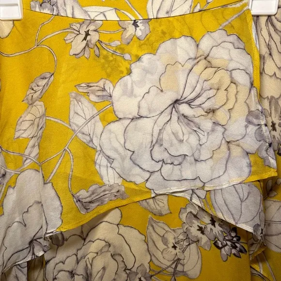 ☀️✨NWT Women’s Anthropologie Yellow Floral Tiered Maxi Skirt Size 6 ☀️✨