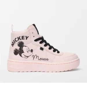 NWT. Zara Kids Pink Disney Mickey Mouse X Zara High Top Sneakers. Size 5,5/Eu 38