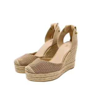 NWT ZARA LACE UP WEDGE HEEL SHOES LIGHTBEIGE