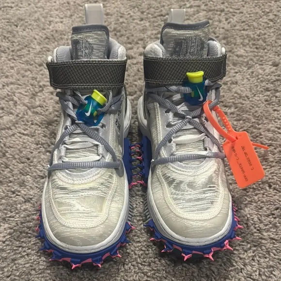 Off-White Gray and Blue Sneakers Modern Design