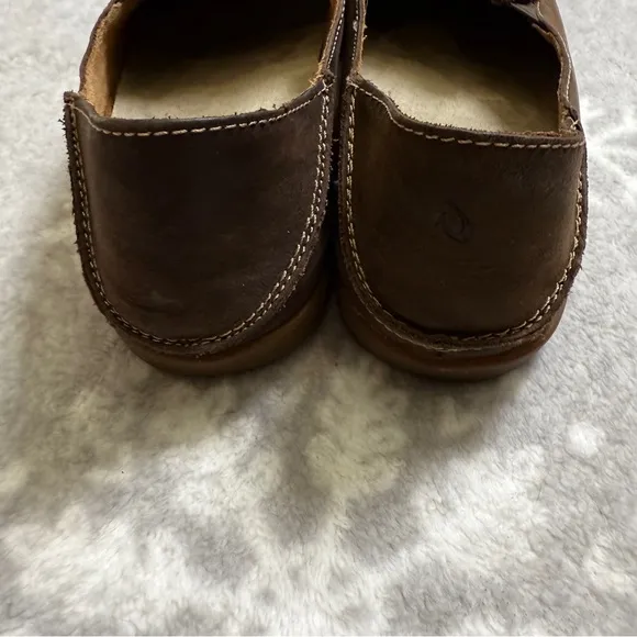 Olukai Loafers Size 8 Leather Nubuck Shoes Nohea Slip On Floral emboridered