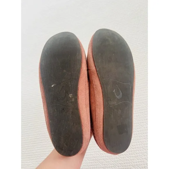 OluKai Womens Nohea Nubuk Slipper Shoes Loafers Cedarwood Leather Sz 8 MSRP $130