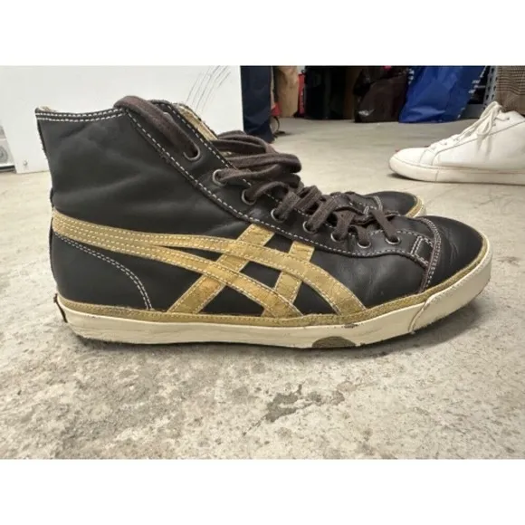 Onitsuka Kobe Tiger High Top Shoes Sneakers Brown Leather‎ Casual US 8 HL726