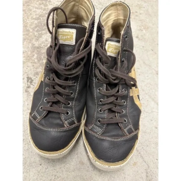 Onitsuka Kobe Tiger High Top Shoes Sneakers Brown Leather‎ Casual US 8 HL726
