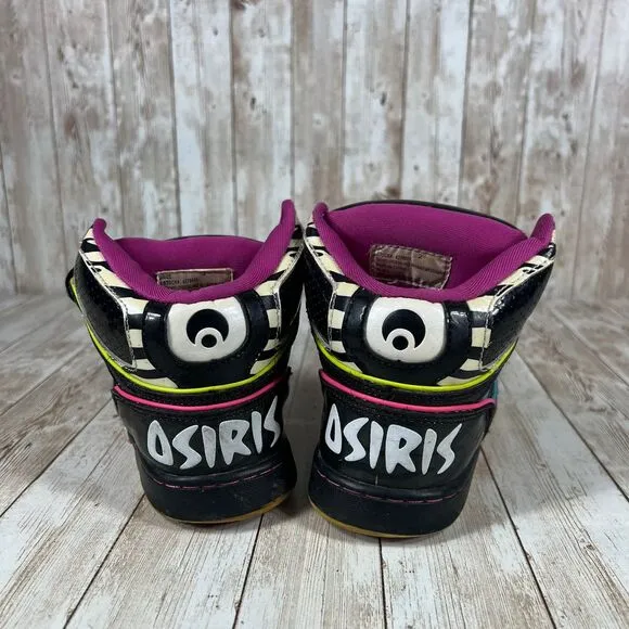 Osiris Kids High-Top Sneakers‎ Zebra Print Multi-Color Skate Shoes Size 2