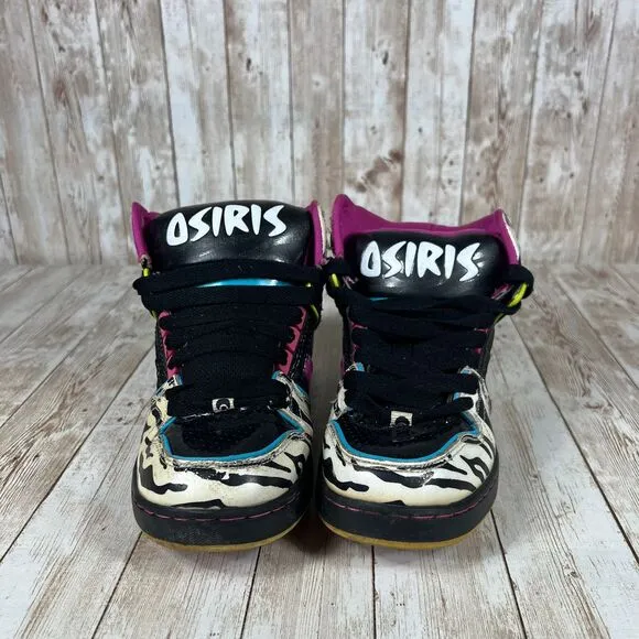 Osiris Kids High-Top Sneakers‎ Zebra Print Multi-Color Skate Shoes Size 2