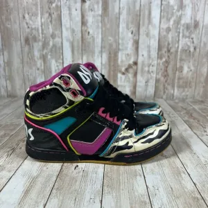 Osiris Kids High-Top Sneakers‎ Zebra Print Multi-Color Skate Shoes Size 2