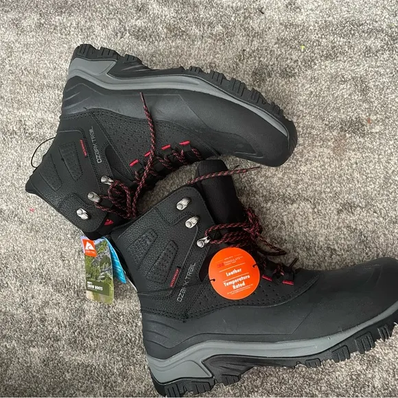 Ozark Trail Black Rain &amp; Snow Boots Waterproof Insulated