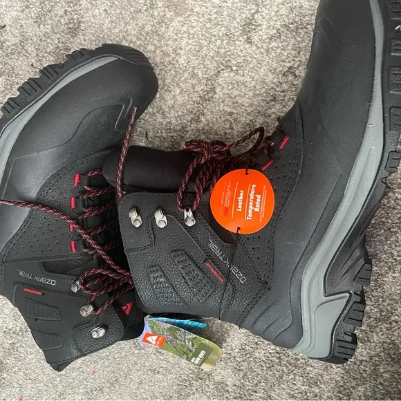 Ozark Trail Black Rain &amp; Snow Boots Waterproof Insulated