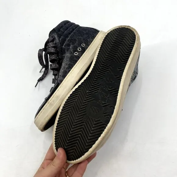 P448 Gray Animal print Velour High Top Sneakers