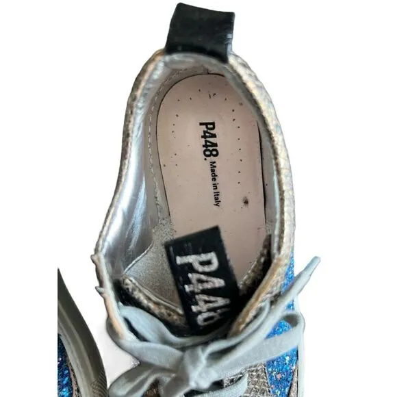 P448 Soho Glittered Metallic Leather Italian Sneakers Size 38
