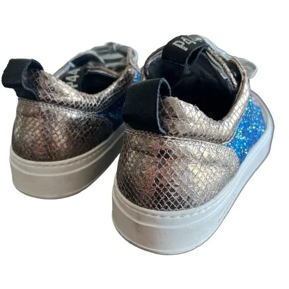 P448 Soho Glittered Metallic Leather Italian Sneakers Size 38
