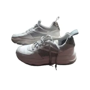 P448 Unisex High Top Sneakers White Print Mens 9-9.5 US 42 EU Womens 11-11.5‎