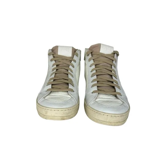 P448 White Leather Skate High Top Sneakers Size 38