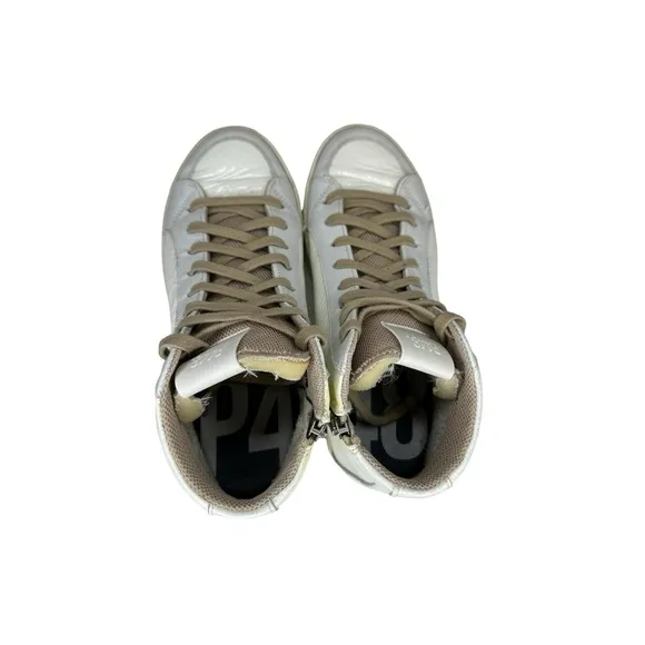 P448 White Leather Skate High Top Sneakers Size 38