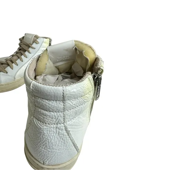 P448 White Leather Skate High Top Sneakers Size 38