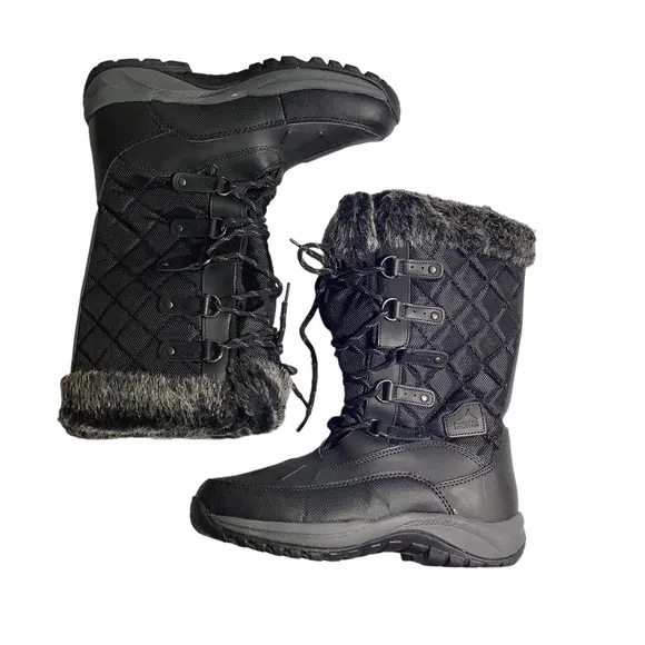 Pacific Mountain Whiteout Water Resistant Charcoal Winter Snow Boots