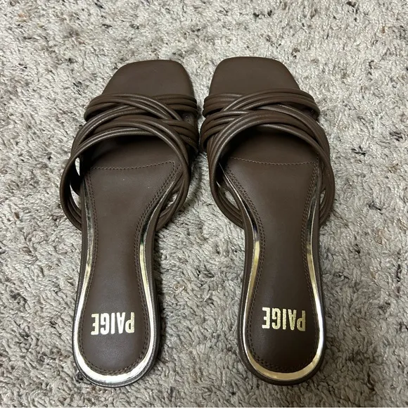 PAIGE Dina slide sandals in chocolate brown