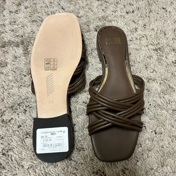 PAIGE Dina slide sandals in chocolate brown