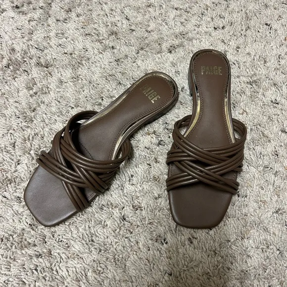 PAIGE Dina slide sandals in chocolate brown