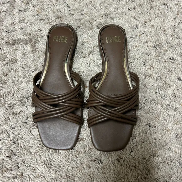PAIGE Dina slide sandals in chocolate brown